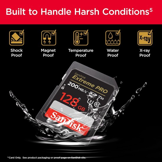 SANDISK 128GB Extreme PRO SD Card, Up to 200MB/s Read Speeds, UHS-I